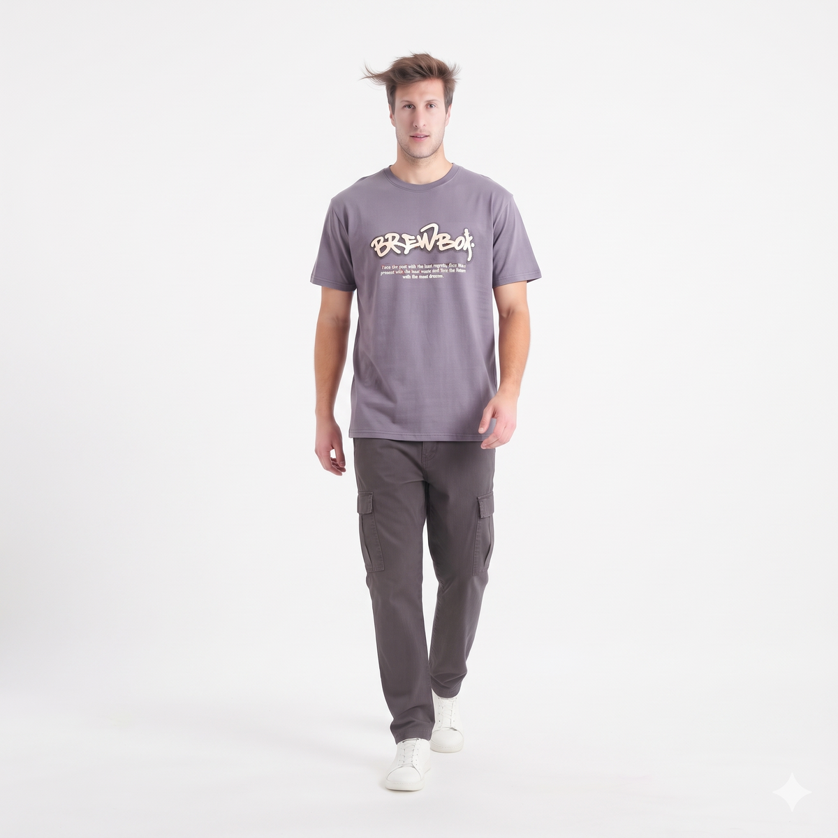 Clothora Men's Mauve Purple Brewbox Neon Bee Graphic Oversized T-Shirt | Aesthetic Streetwear Tee(1064)
