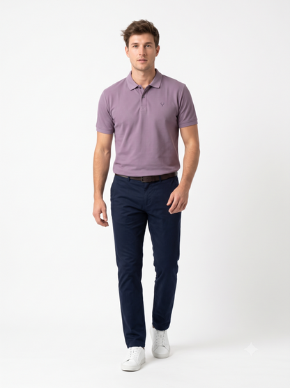 SPECIAL PINK Wild Clothing Men Solid Old Money Style Textured Knitted Button Collar Polo T-Shirt (1033))