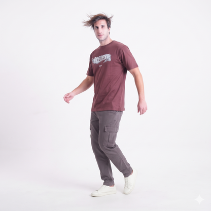 Clothora Men's Wine Red Predent Creator Graphic T-Shirt | Casual Streetwear Crew Neck Tee(1070)