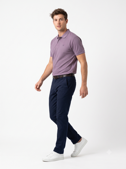 SPECIAL PINK Wild Clothing Men Solid Old Money Style Textured Knitted Button Collar Polo T-Shirt (1033))