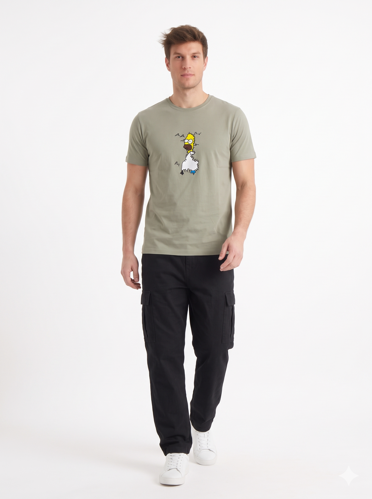 The Sneaky Homer Embroidered Tee (Taupe)(1018)