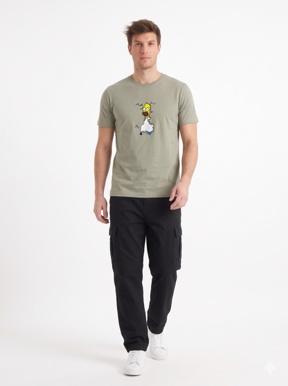 The Sneaky Homer Embroidered Tee (Taupe)(1018)