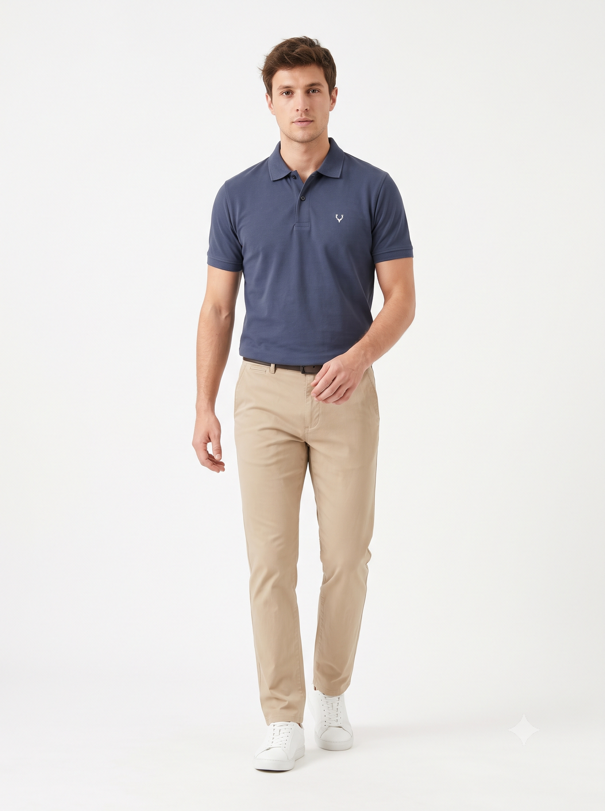 DARK BLUE Men Old Money Style Solid Textured Knitted Snap-Button Collar Polo T-Shirt(1044)