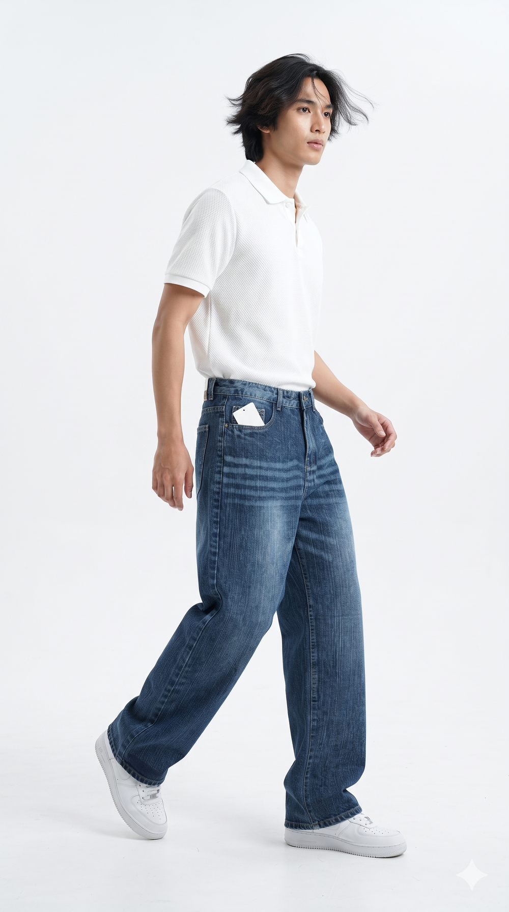 The Retro Fade Baggy Jeans (Vintage Indigo Blue / Whisker Wash)
