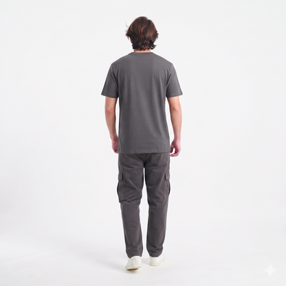 Clothora Men's Charcoal Grey Feral Rift Drip Graphic T-Shirt | Edge Streetwear Tee(1066)