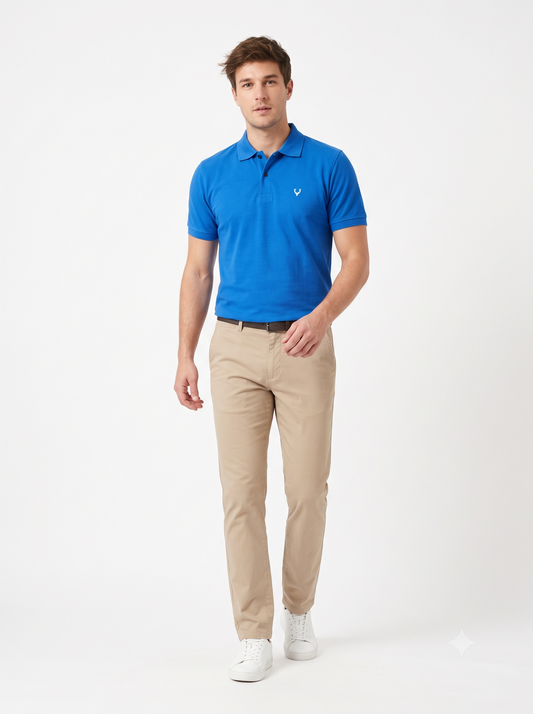 LIGHT BLUE Men Old Money Style Solid Textured Knitted Snap-Button Collar Polo T-Shirt(1047)
