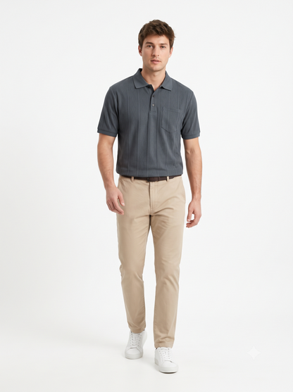 GREY Men Old Money Style Textured Knitted Snap-Button (1040)