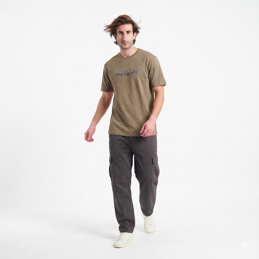 Clothora Men's Olive Green Driftluxe Drip Graphic T-Shirt | Urban Streetwear Tee(1069)