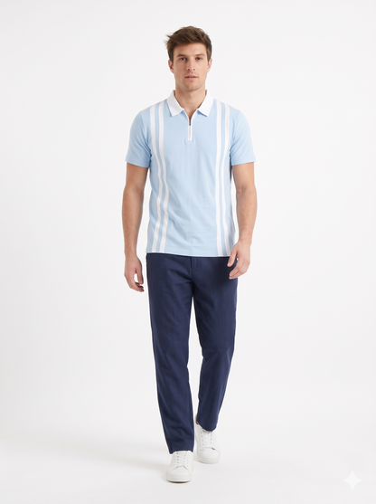 The Sunday Brunch Zipper Polo (Tan / White)(1015)