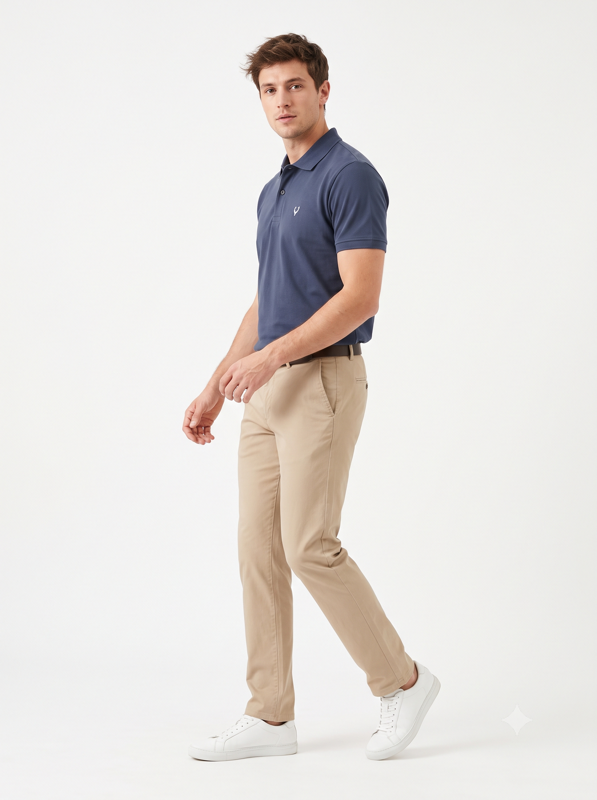 DARK BLUE Men Old Money Style Solid Textured Knitted Snap-Button Collar Polo T-Shirt(1044)