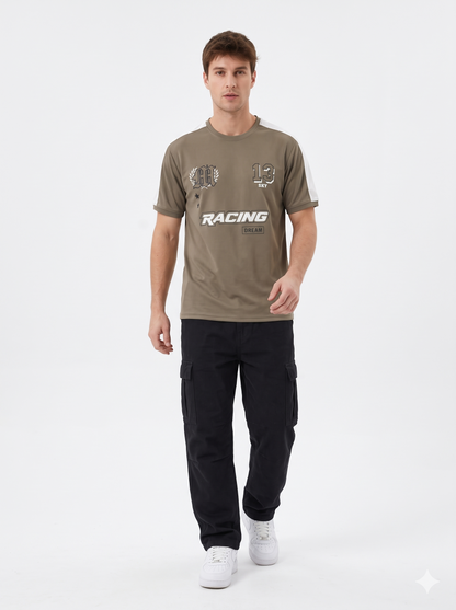 Olive Taupe "RACING DREAM 13" T-Shirt(1004)