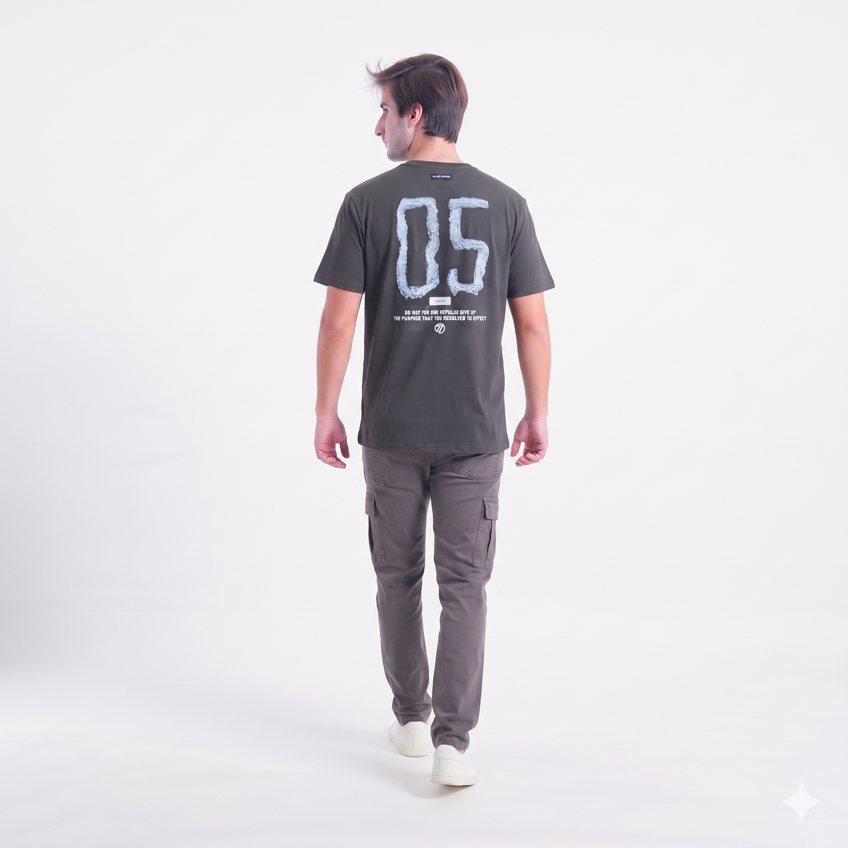Clothora Men's Black Number 05 Graphic Minimalist T-Shirt | Streetwear Crew Neck Tee(1065)