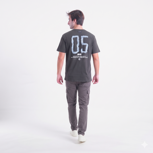 Clothora Men's Black Number 05 Graphic Minimalist T-Shirt | Streetwear Crew Neck Tee(1065)