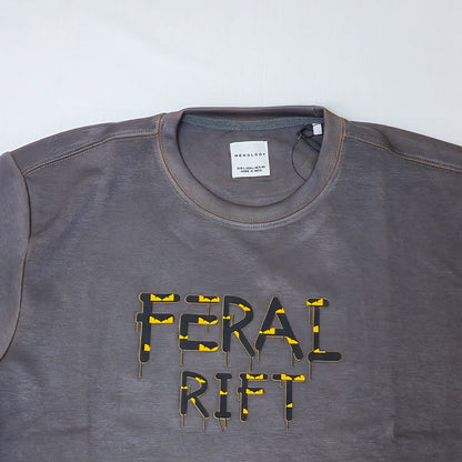 Clothora Men's Charcoal Grey Feral Rift Drip Graphic T-Shirt | Edge Streetwear Tee(1066)