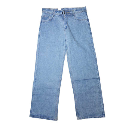 Clothora Men's Light Blue Vintage Wash Wide-Leg Baggy Jeans | Retro Streetwear Denim Pants(2013)