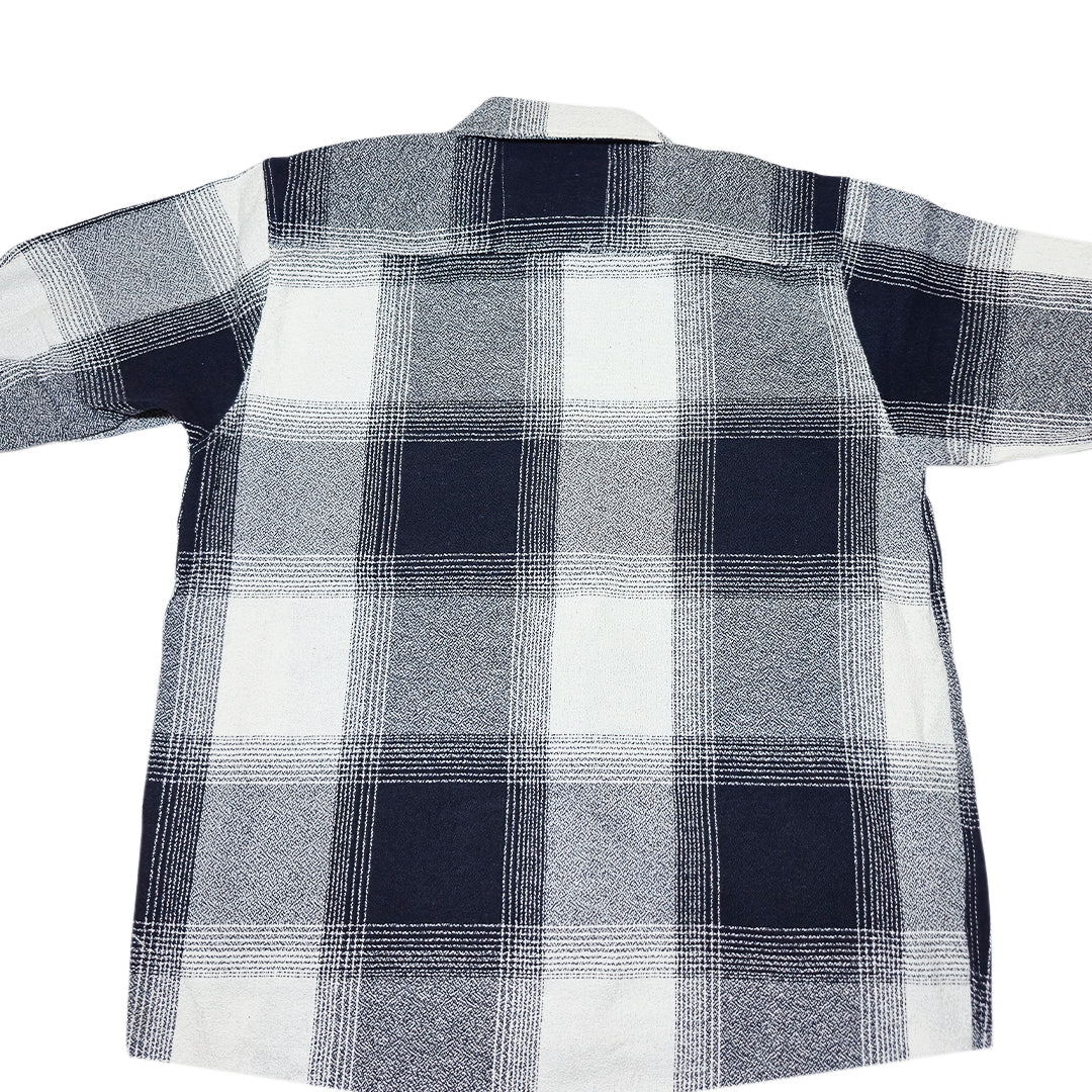 Men Vintage Checked Knitted Full-Zip Casual Overshirt Jacket | Classic Check Pattern Regular Fit Winter Over-Shirt(1049)