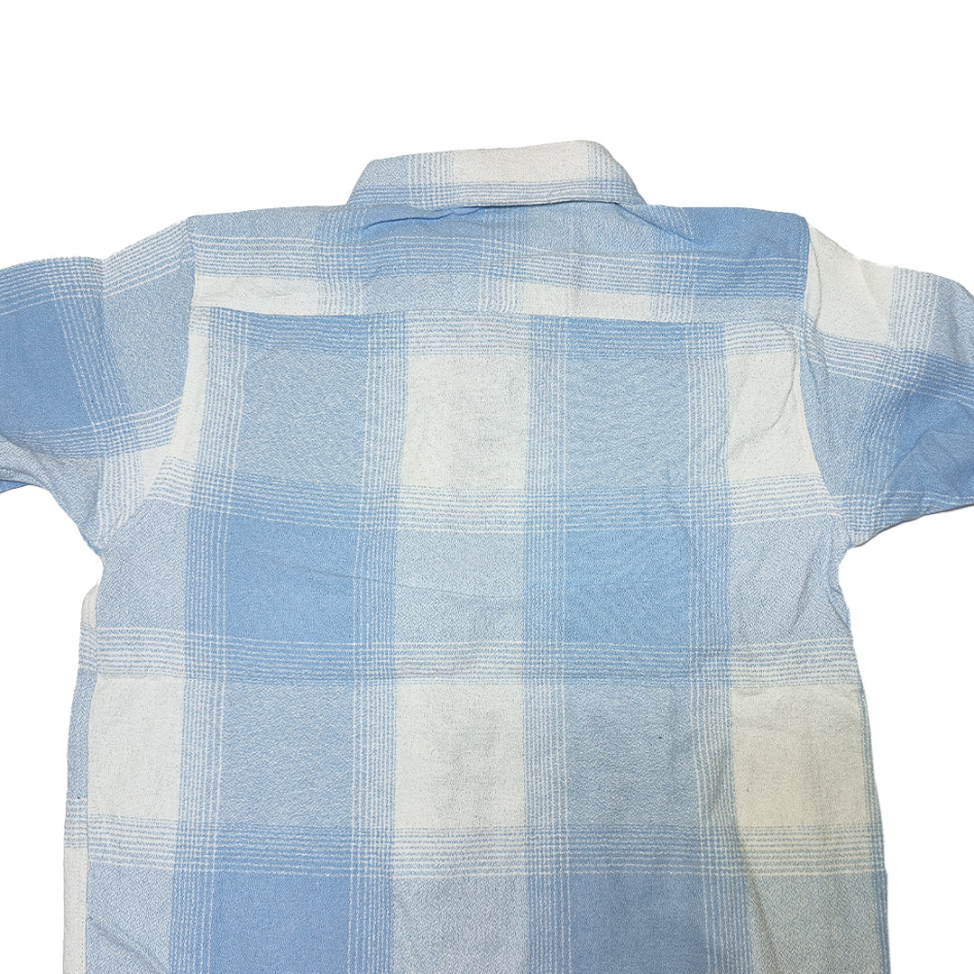 LIGHT BLUEMen Vintage Checked Knitted Full-Zip Casual Overshirt Jacket | Classic Check Pattern Regular Fit Winter Over-Shirt(1050)
