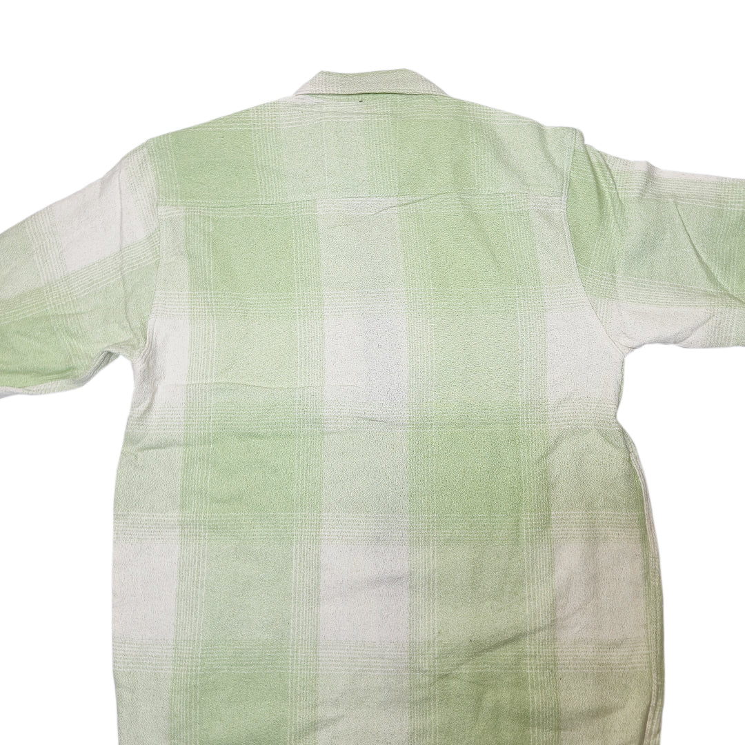 LIGHT GREEN Men Vintage Checked Knitted Full-Zip Casual Overshirt Jacket | Classic Check Pattern Regular Fit Winter Over-Shirt(1051)