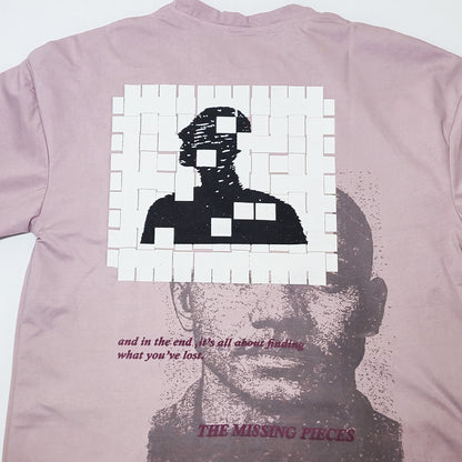 Clothora Men's Lavender The Missing Pieces Puzzle Graphic Oversized T-Shirt | Aesthetic Tee(1058)