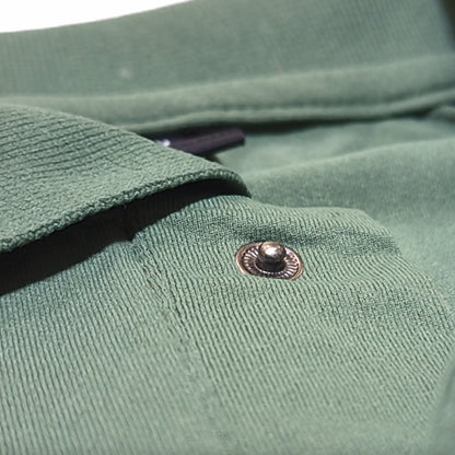 GREEN Men Old Money Style Solid Textured Knitted Snap-Button Collar Polo T-Shirt(1045)