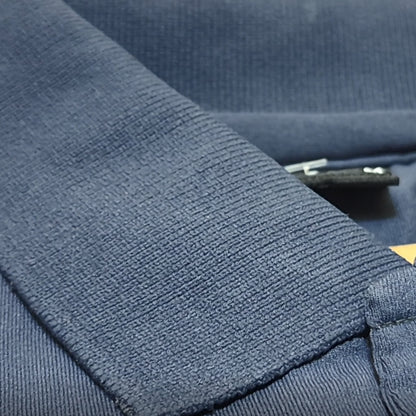 DARK BLUE Men Old Money Style Solid Textured Knitted Snap-Button Collar Polo T-Shirt(1044)
