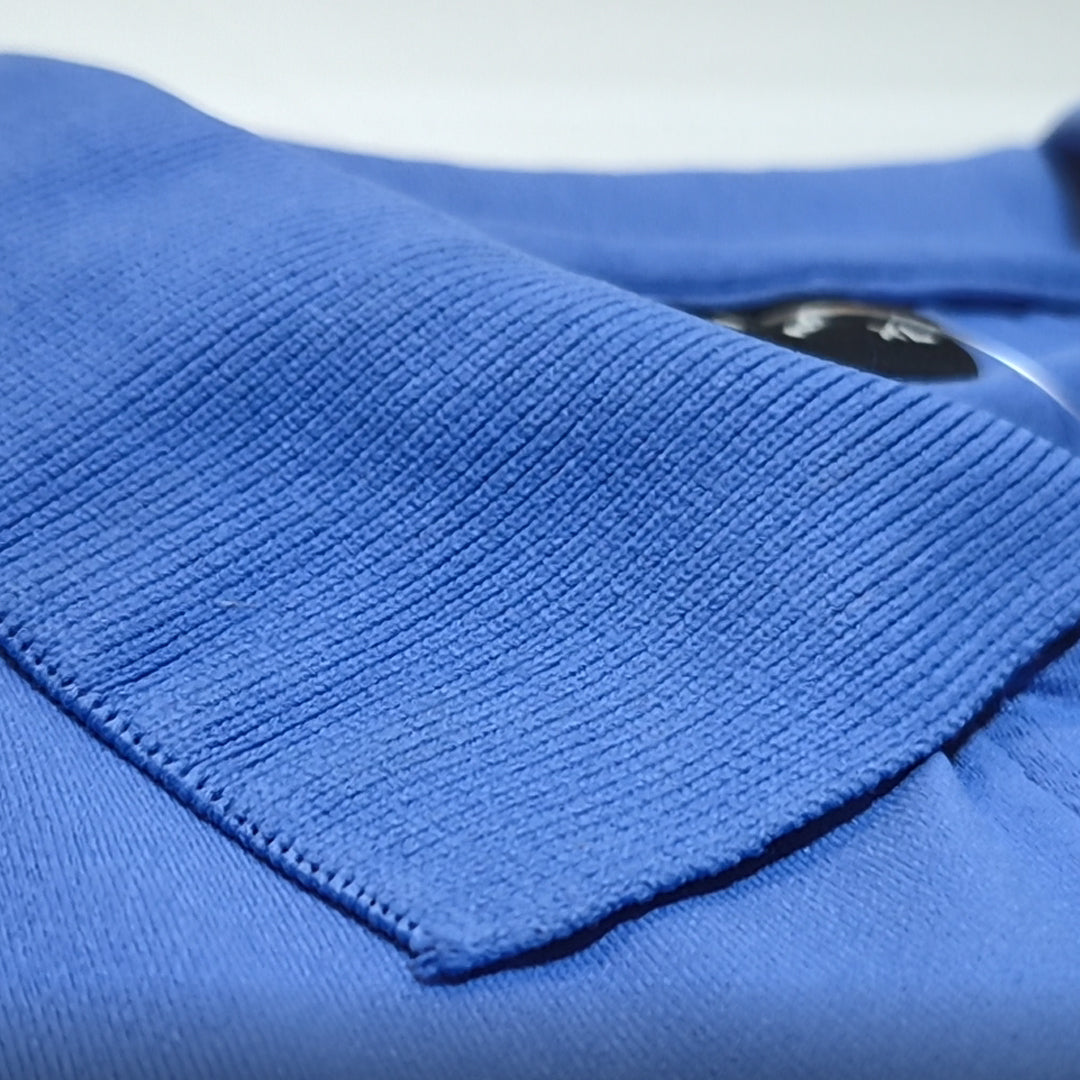 LIGHT BLUE Men Old Money Style Solid Textured Knitted Snap-Button Collar Polo T-Shirt(1047)
