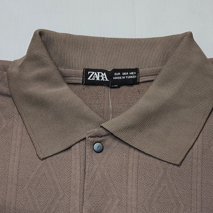 LIGHT BROWN Men Old Money Style Textured Knitted Snap-Button (1041)