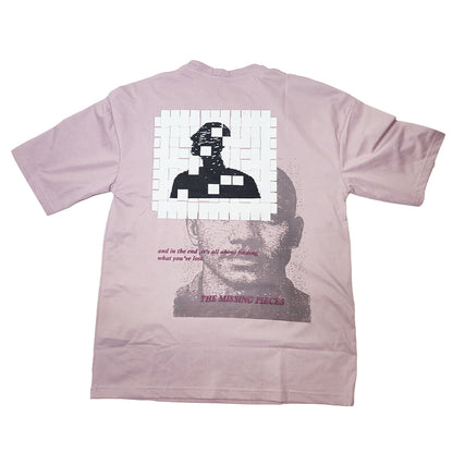 Clothora Men's Lavender The Missing Pieces Puzzle Graphic Oversized T-Shirt | Aesthetic Tee(1058)