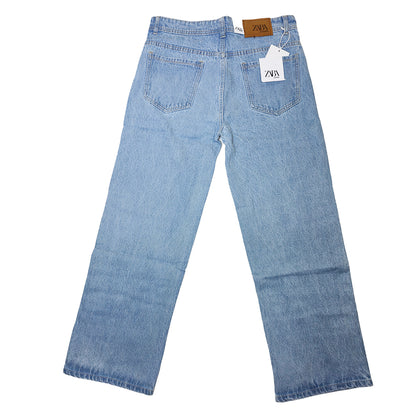 Clothora Men's Light Blue Vintage Wash Wide-Leg Baggy Jeans | Retro Streetwear Denim Pants(2013)