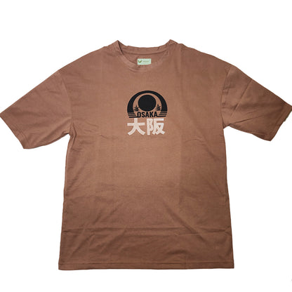 Clothora Men's Brown Osaka Graphic Printed Oversized T-Shirt | Heavyweight Streetwear Drop Shoulder Tee(1054)