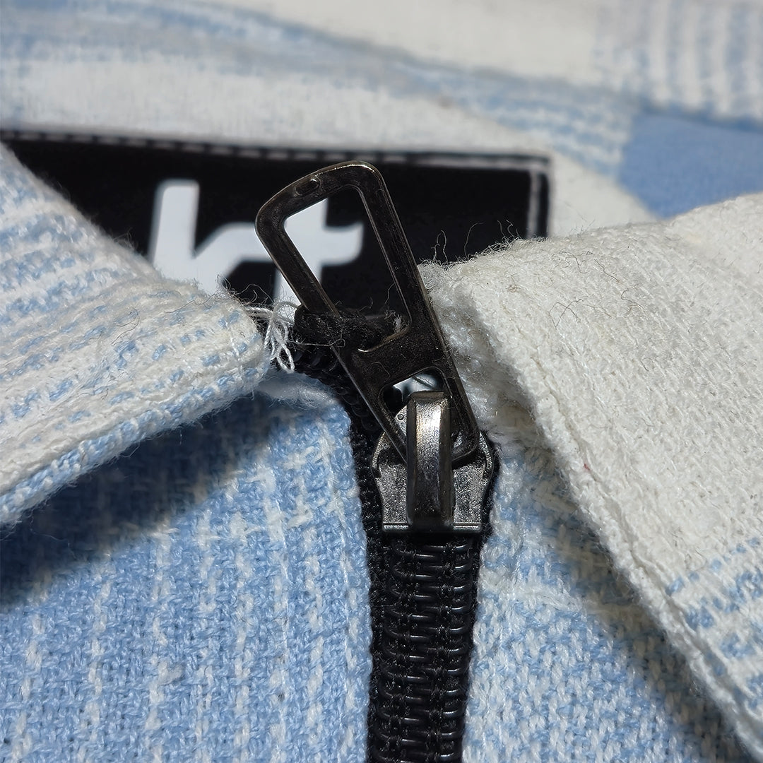 LIGHT BLUEMen Vintage Checked Knitted Full-Zip Casual Overshirt Jacket | Classic Check Pattern Regular Fit Winter Over-Shirt(1050)
