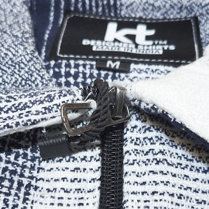 Men Vintage Checked Knitted Full-Zip Casual Overshirt Jacket | Classic Check Pattern Regular Fit Winter Over-Shirt(1049)