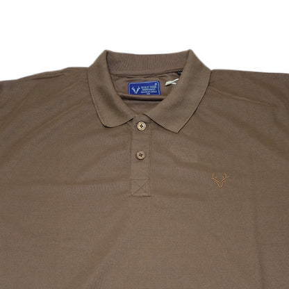 BROWN Wild Clothing Men Solid Old Money Style Textured Knitted Button Collar Polo T-Shirt (1029))