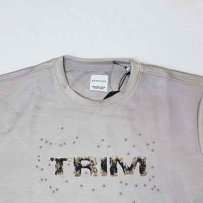 Clothora Men's Beige Trim Textured Studded Logo T-Shirt | Modern Streetwear Tee(1067)