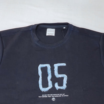 Clothora Men's Black Number 05 Graphic Minimalist T-Shirt | Streetwear Crew Neck Tee(1065)
