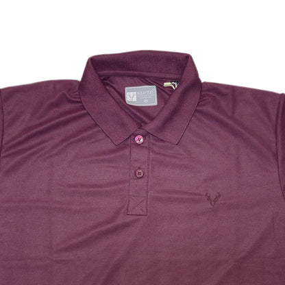 WINE Wild Clothing Men Solid Old Money Style Textured Knitted Button Collar Polo T-Shirt (1034))