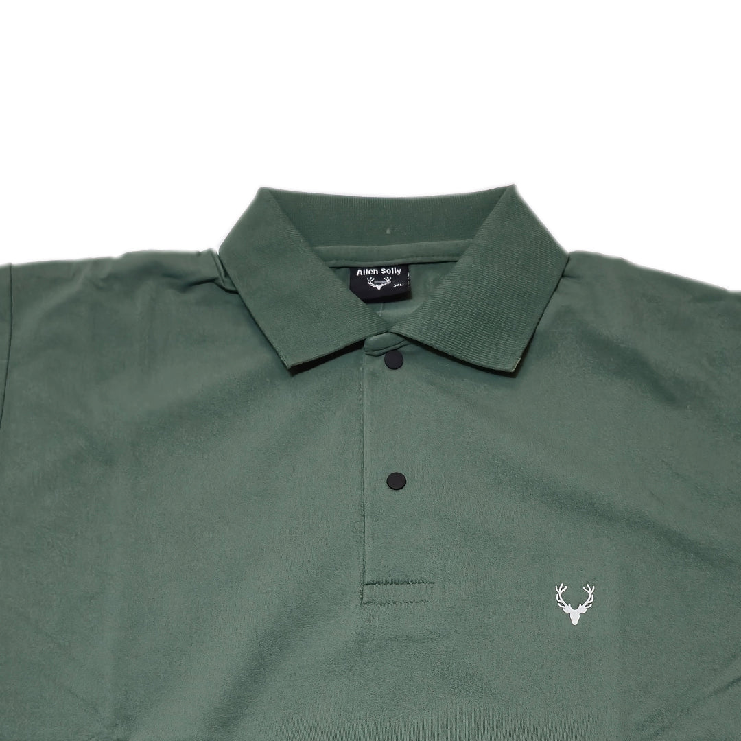 GREEN Men Old Money Style Solid Textured Knitted Snap-Button Collar Polo T-Shirt(1045)